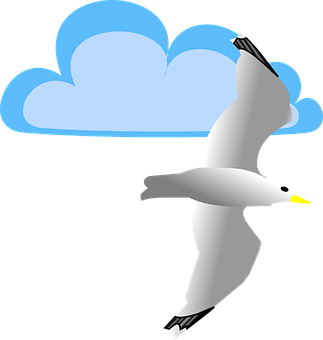 Seagulland Cloud Vector PNG image