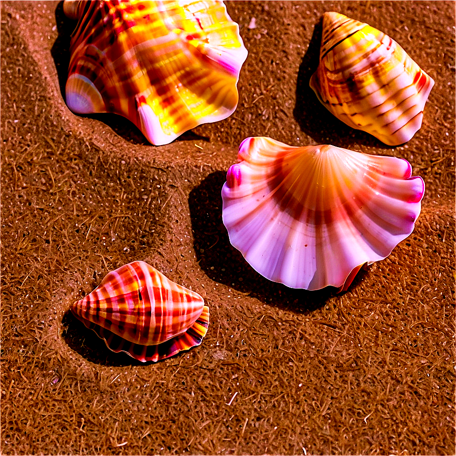 Seashells On Sandy Beach Png 06242024 PNG image