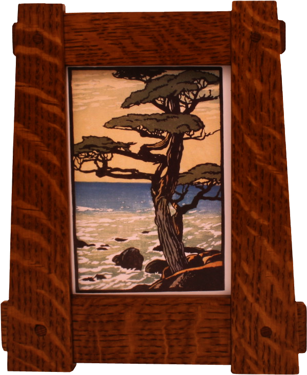 Seaside_ Tree_ Artwork_in_ Wooden_ Frame PNG image