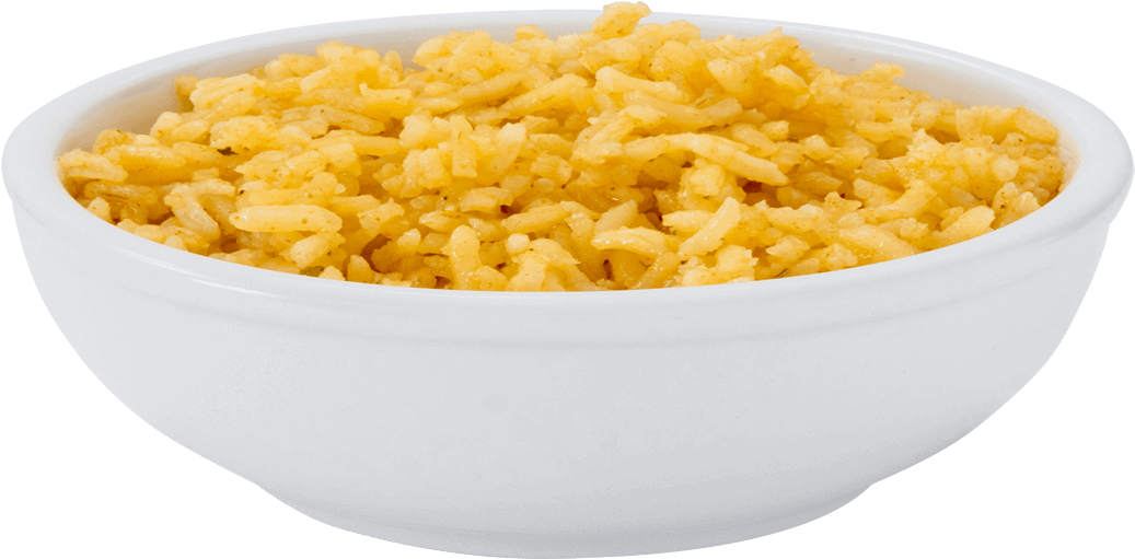 Seasoned Ricein White Bowl PNG image