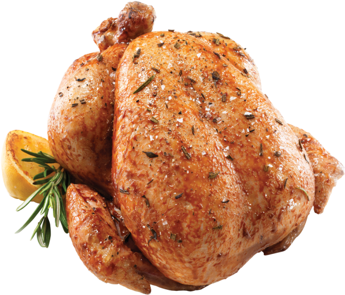 Seasoned Whole Roast Chicken PNG image