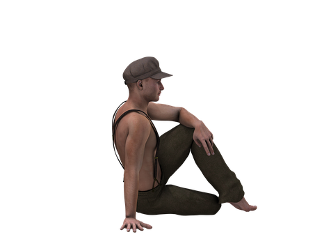 Seated Manin Capand Tank Top PNG image