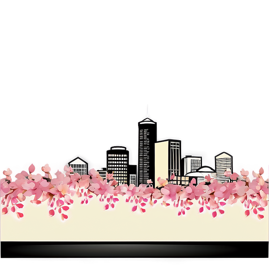 Seattle Skyline And Cherry Blossoms Png 06252024 PNG image