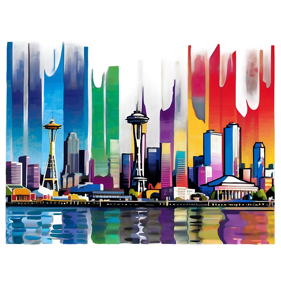 Seattle Skyline And Historic Piers Png 06252024 PNG image