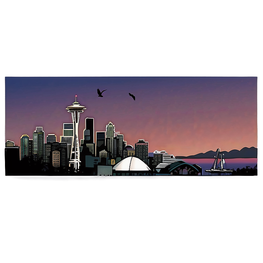 Seattle Skyline At Twilight Png 06252024 PNG image