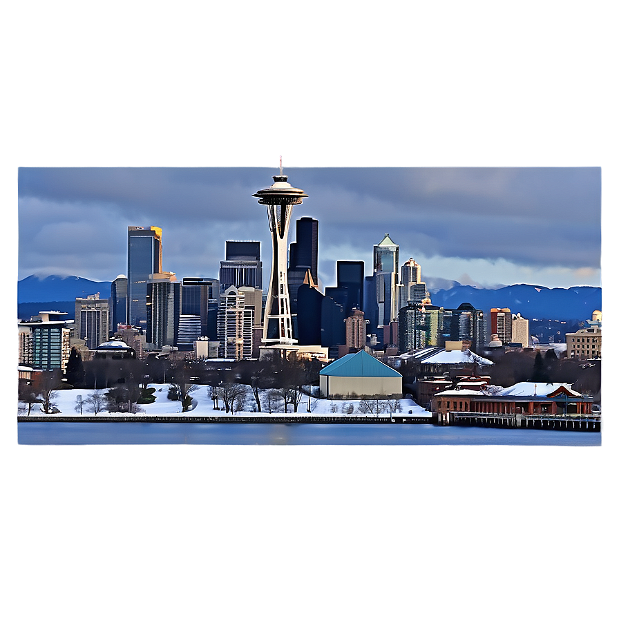 Seattle Skyline In Winter Png Rnf PNG image