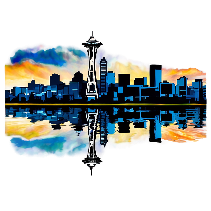 Seattle Skyline Reflection In Water Png 84 PNG image