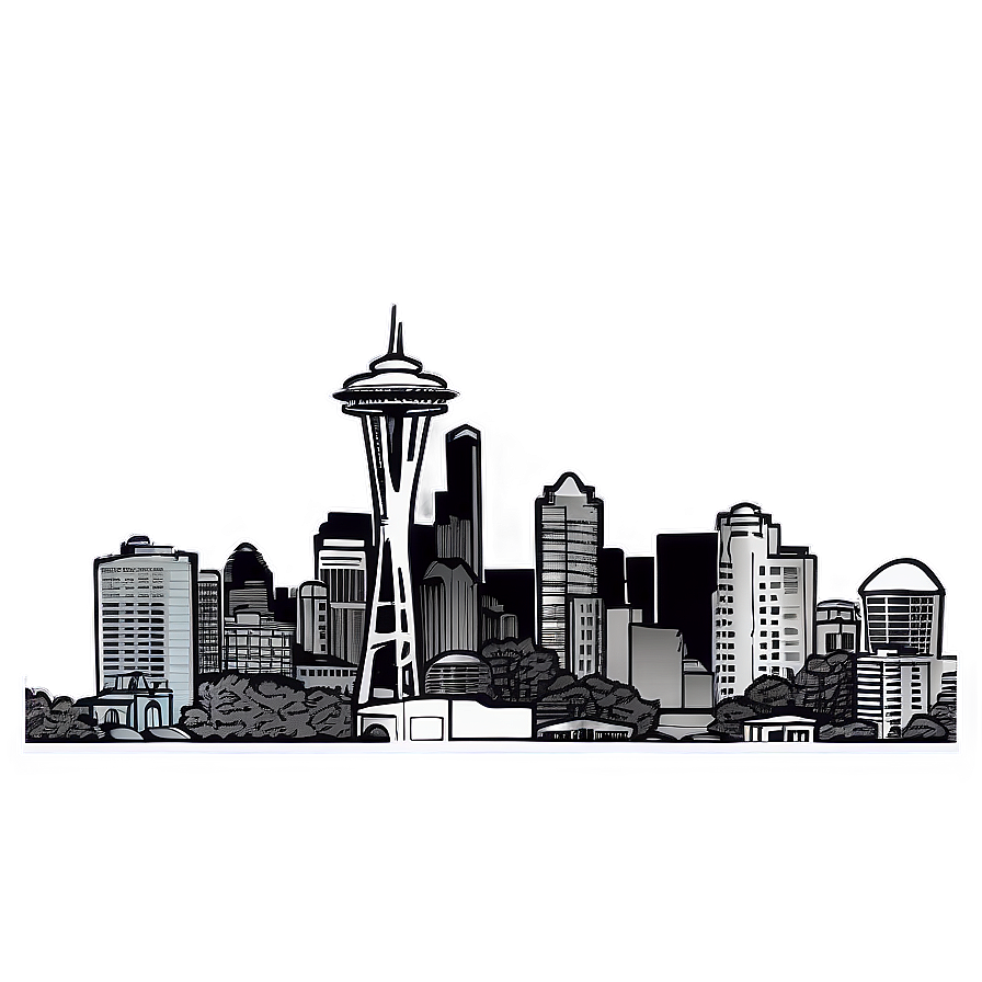 Seattle Urban Skyline Sketch Png Vsl PNG image