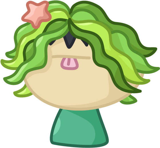 Seaweed Haired Cartoon Character PNG image