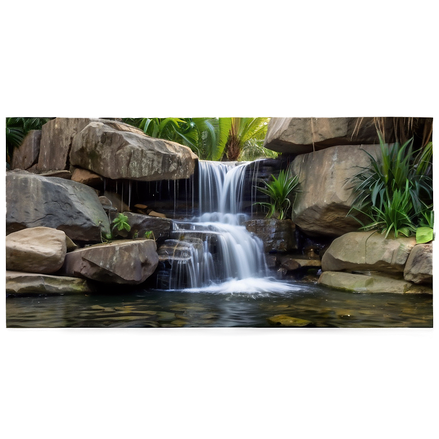 Secluded Waterfall Oasis Photo Png Apa PNG image