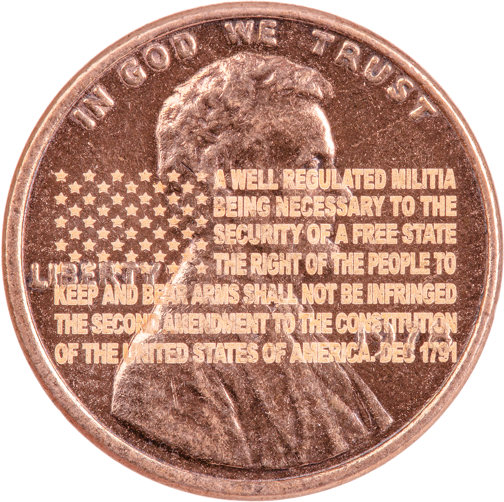 Second Amendment Engraved Penny PNG image