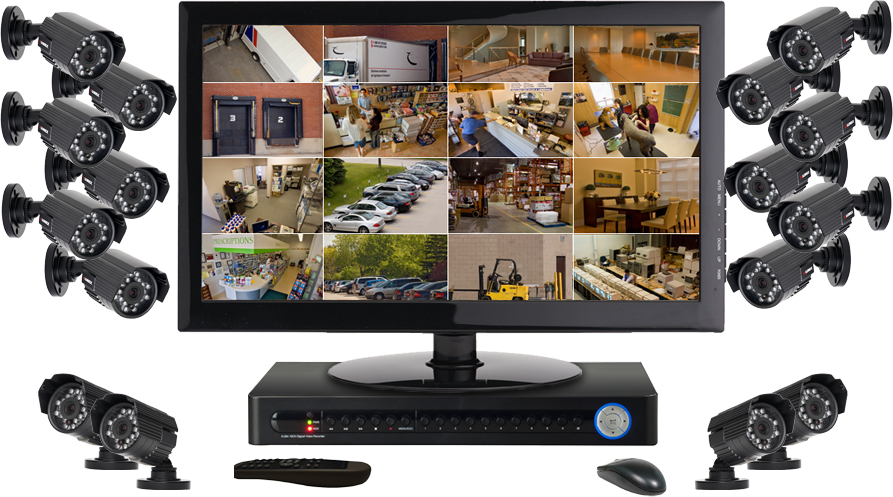 Security Camera System Monitorand Cameras PNG image