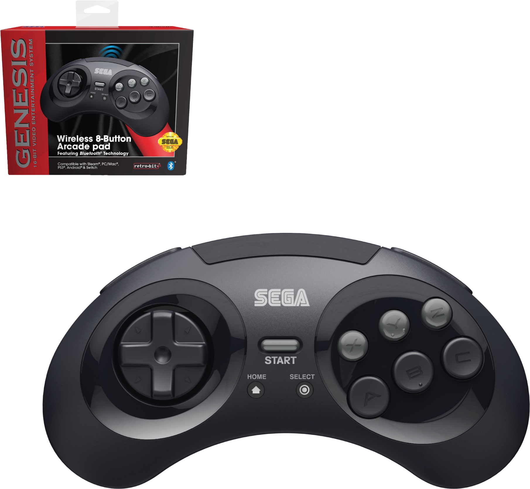 Sega Genesis Wireless Arcade Pad Packaging PNG image