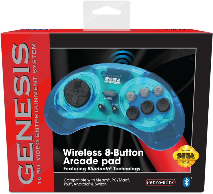 Sega Genesis Wireless Arcade Pad Packaging PNG image