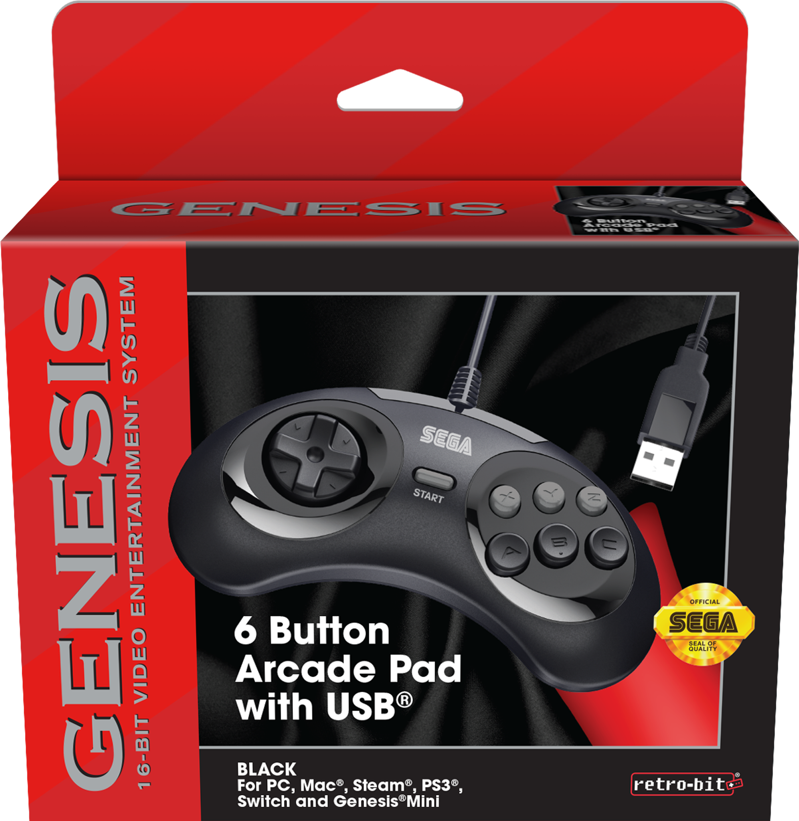 Sega Genesis6 Button Arcade Pad Packaging PNG image