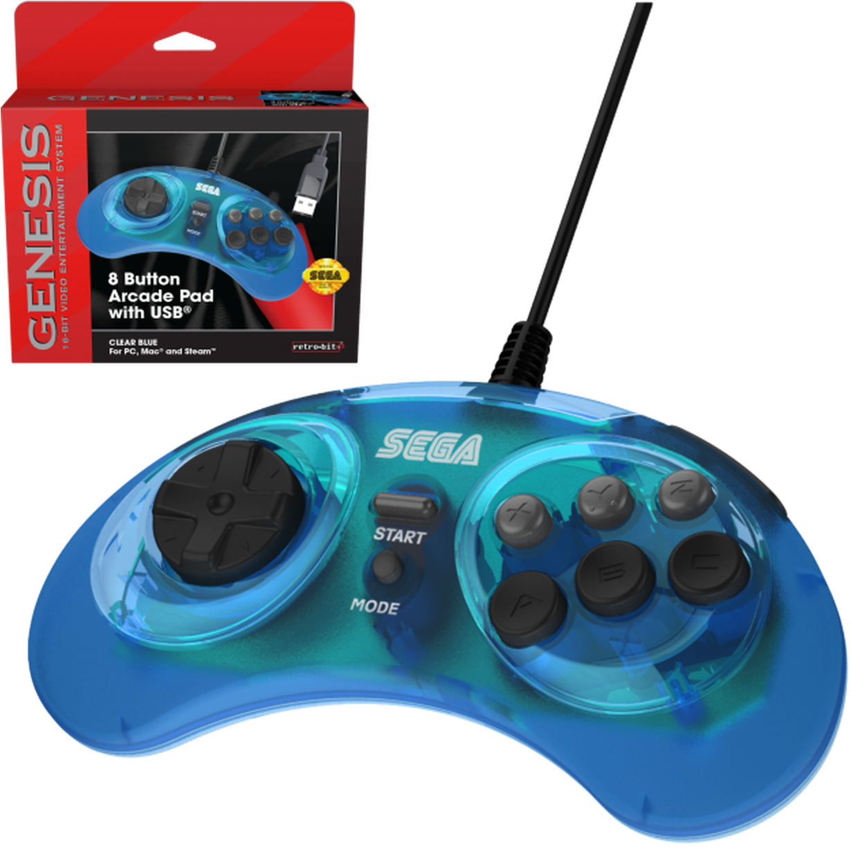 Sega Genesis8 Button Arcade Pad U S B PNG image