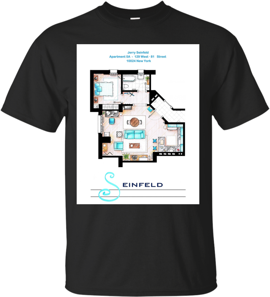 Seinfeld Apartment Blueprint T Shirt Design PNG image