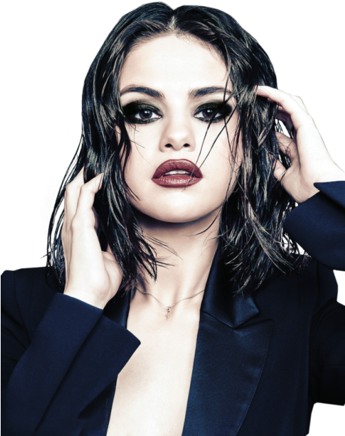 Selena Gomez Wet Hair Intense Look PNG image