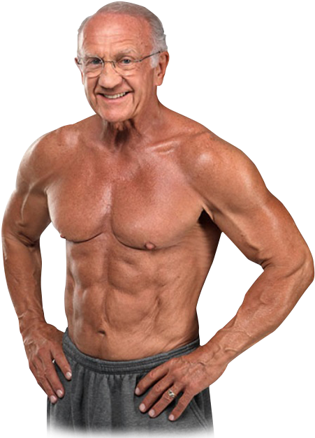 Senior Bodybuilder Showing Muscles PNG image