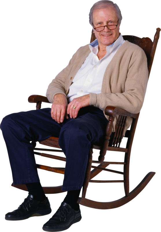 Senior Man Smilingin Rocking Chair PNG image