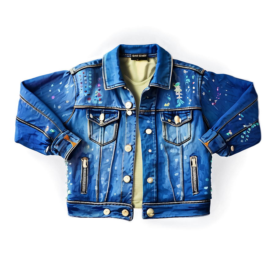 Sequin Denim Jacket Png 06132024 PNG image