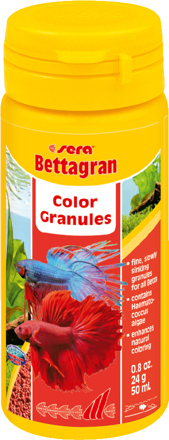 Sera Bettgran Color Granules Betta Fish Food Container PNG image