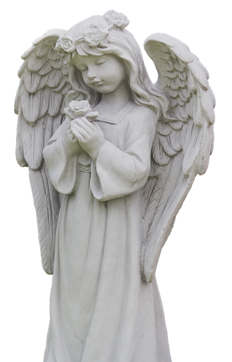 Serene Angel Statuewith Rose PNG image