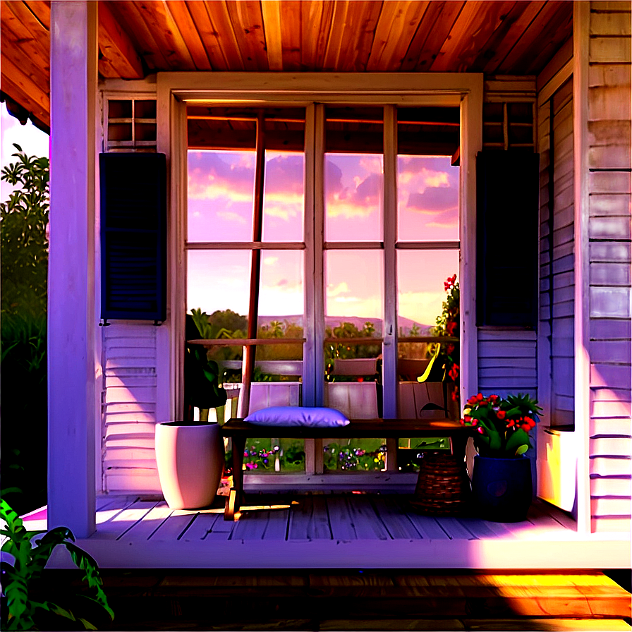 Serene Cottage Balcony Png 80 PNG image