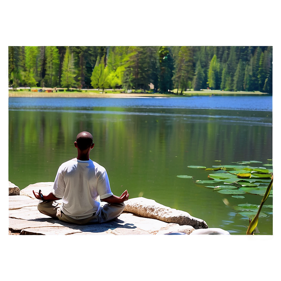 Serene Lakefront Meditation Png 78 PNG image