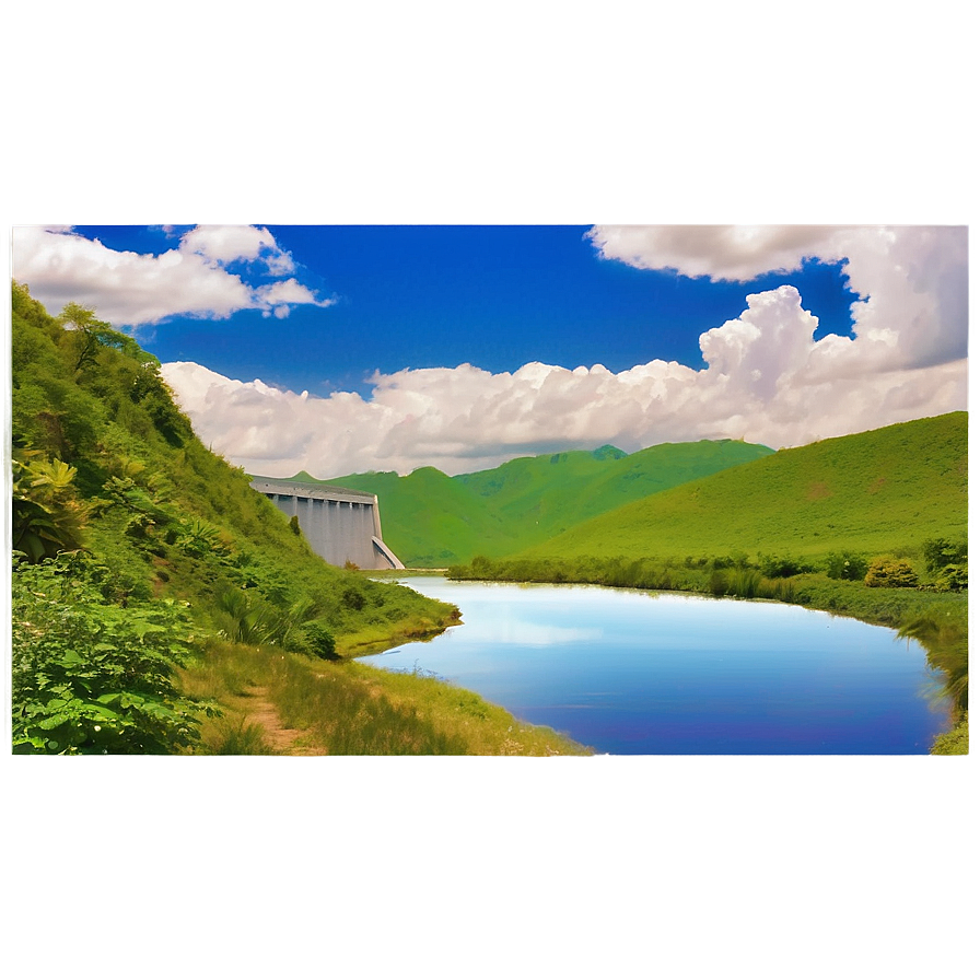 Serene Water Reservoir Dam Png 06292024 PNG image