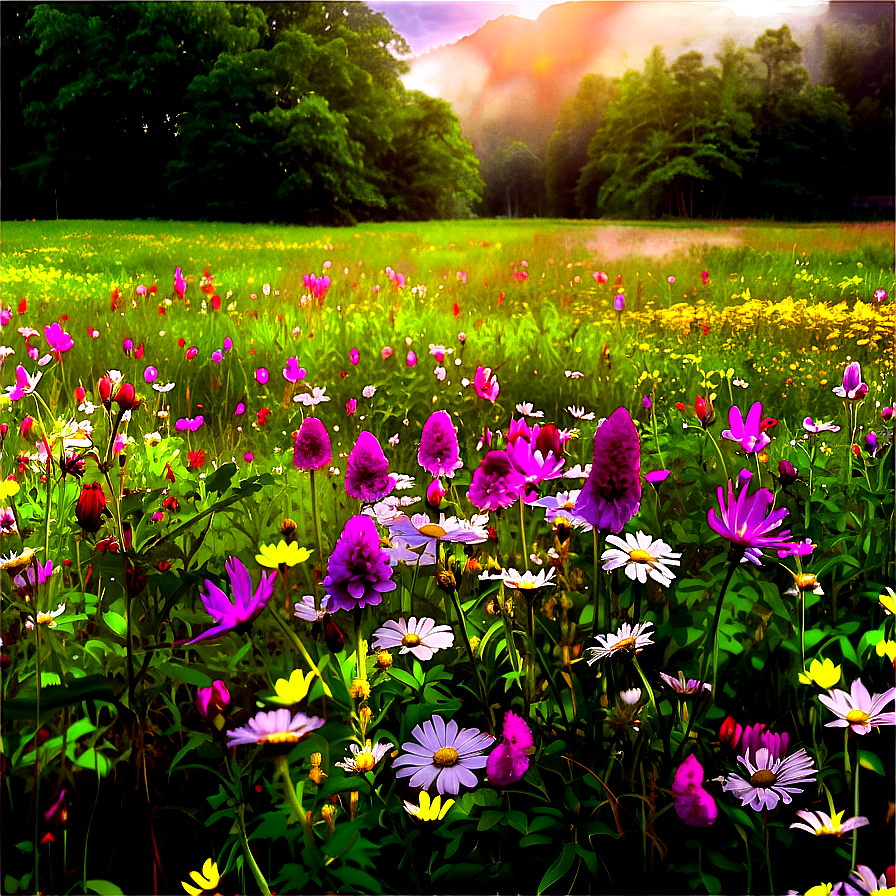 Serene Wildflower Field Png Vrh PNG image