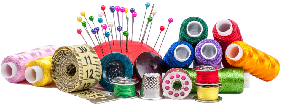 Sewing Accessories Colorful Threadsand Tools PNG image