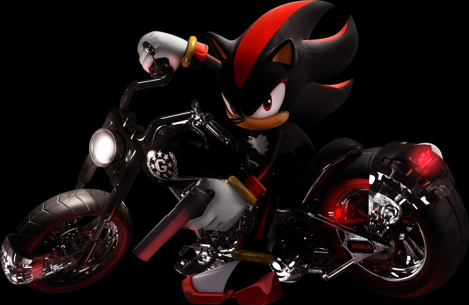 Shadow The Hedgehog On Motorcycle PNG image