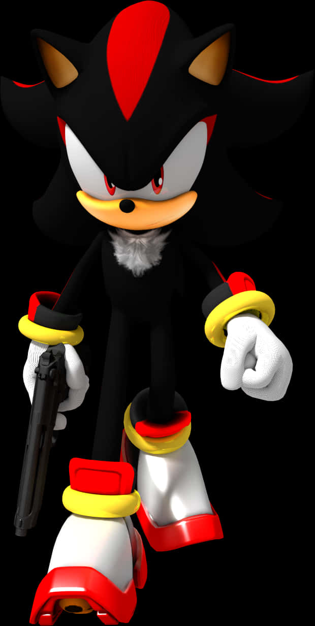 Shadow The Hedgehog With Gun PNG image