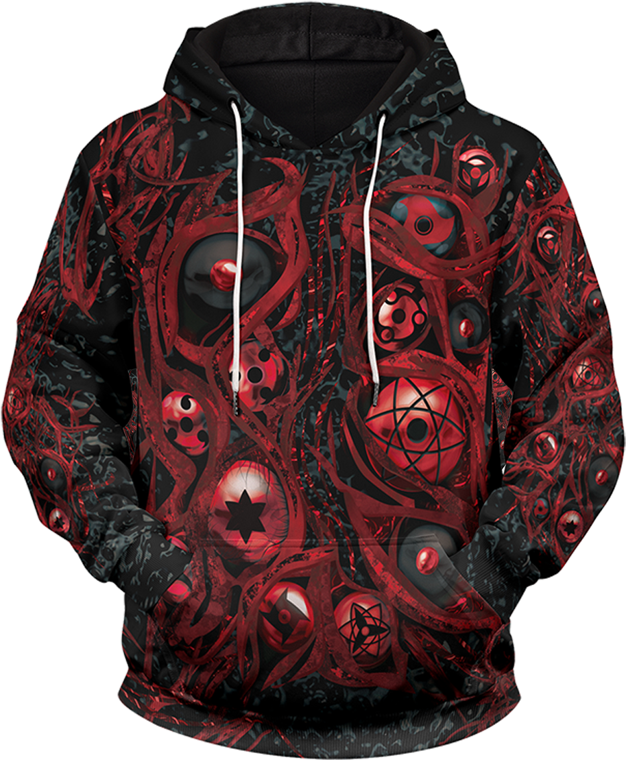 Sharingan Themed Hoodie Design PNG image