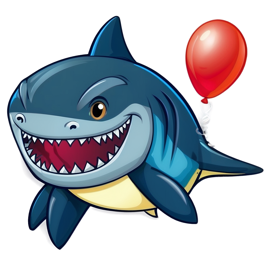 Shark Cartoon With Balloon Png 06262024 PNG image