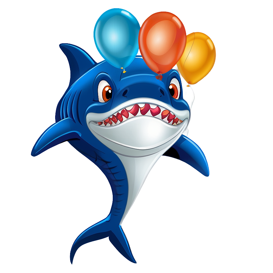 Shark Cartoon With Balloon Png Dla84 PNG image