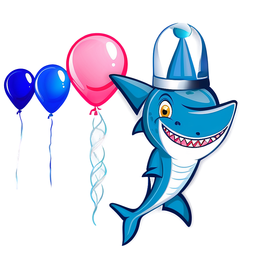 Shark Cartoon With Balloon Png Ura36 PNG image