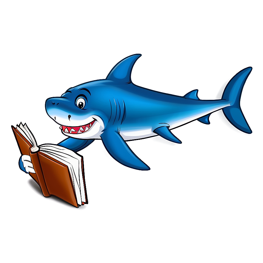 Shark Cartoon With Book Png 06262024 PNG image