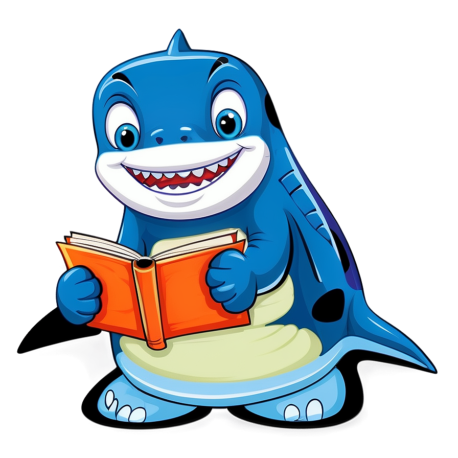 Shark Cartoon With Book Png 5 PNG image