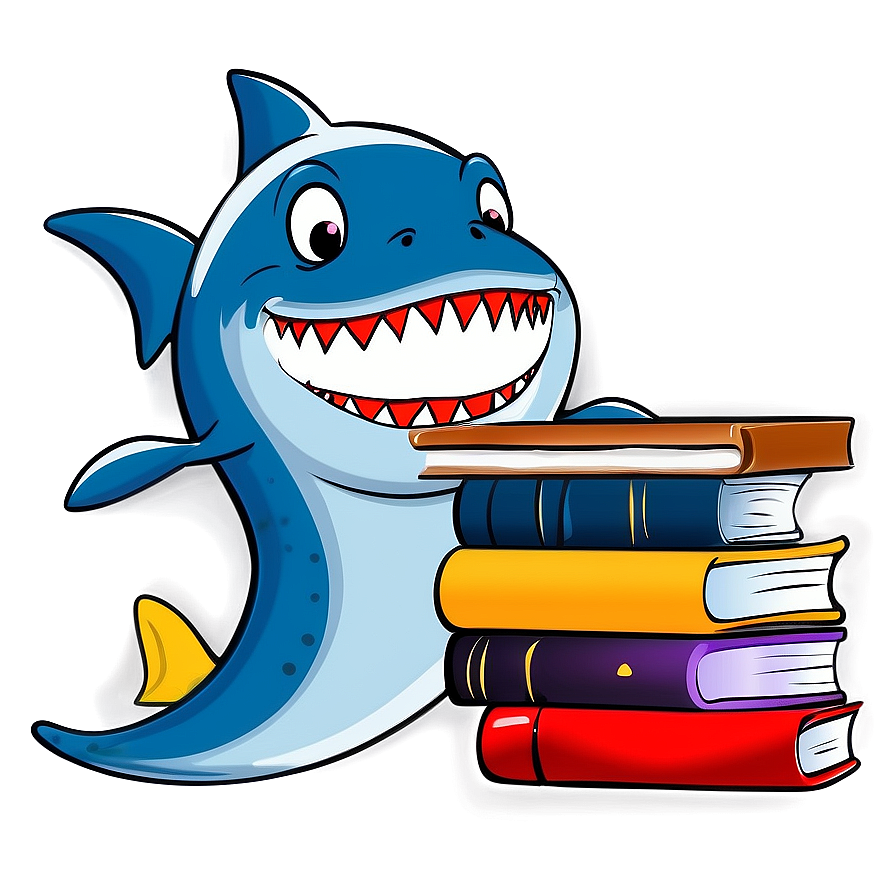 Shark Cartoon With Book Png Xfn93 PNG image