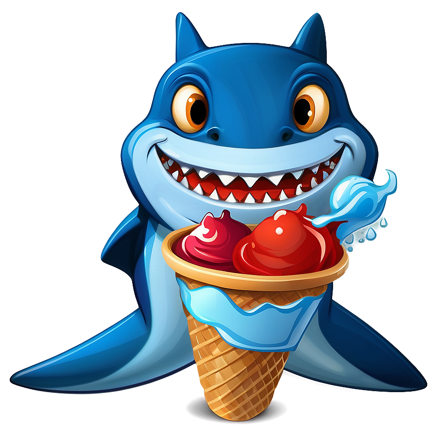 Shark Cartoon With Ice Cream Png 39 PNG image