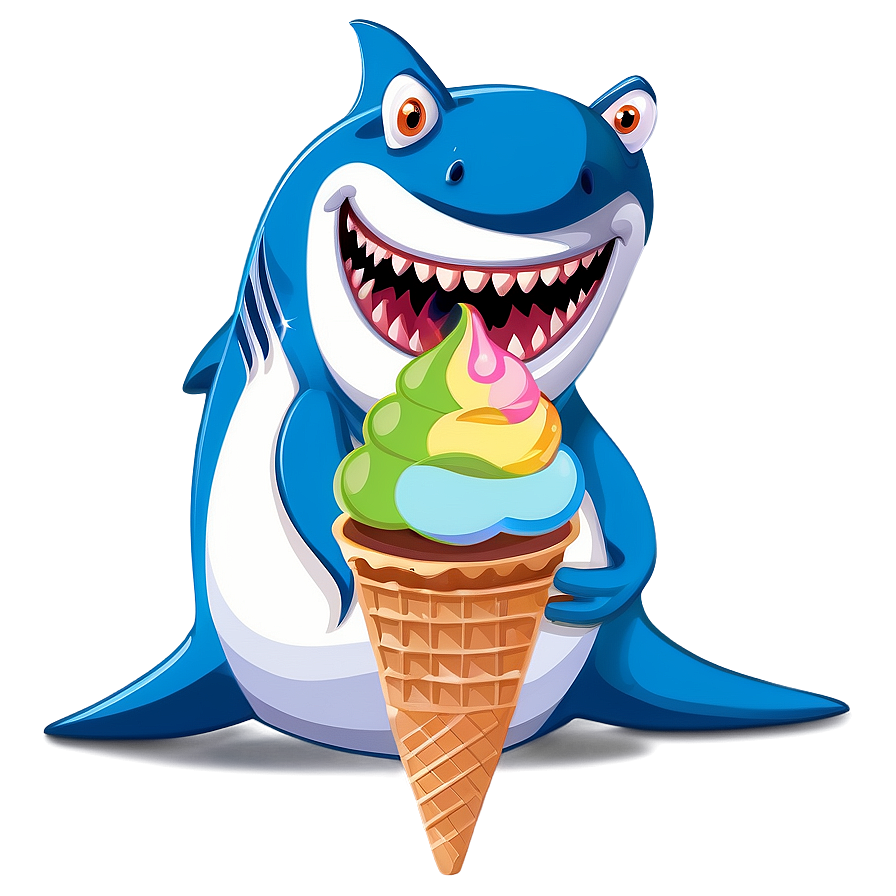 Shark Cartoon With Ice Cream Png Atd PNG image