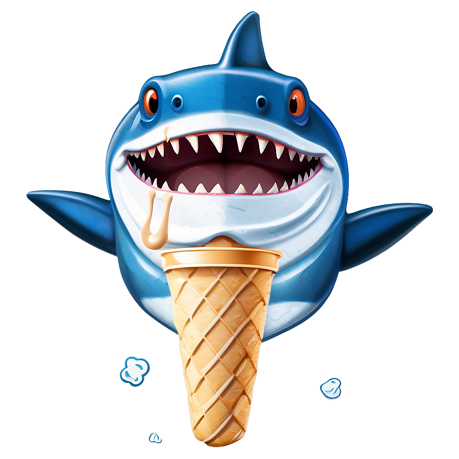 Shark Cartoon With Ice Cream Png Lwc71 PNG image