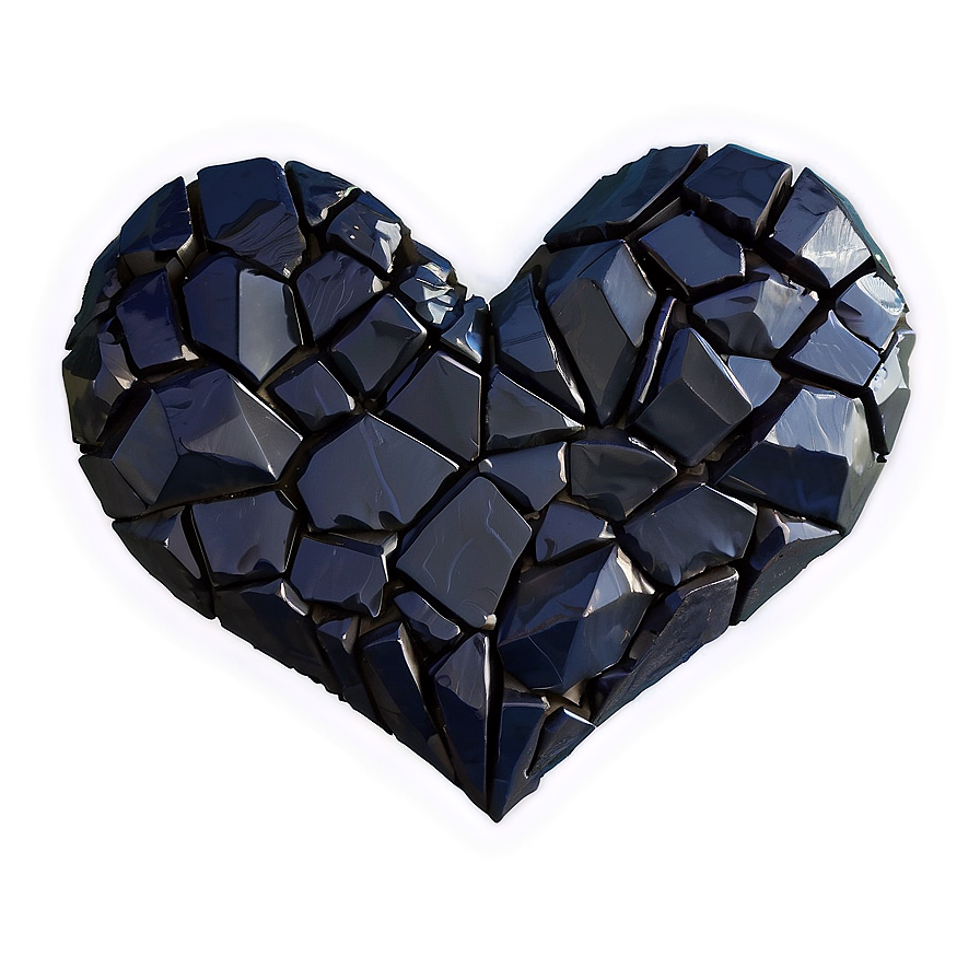 Shattered Black Heart Png 06252024 PNG image