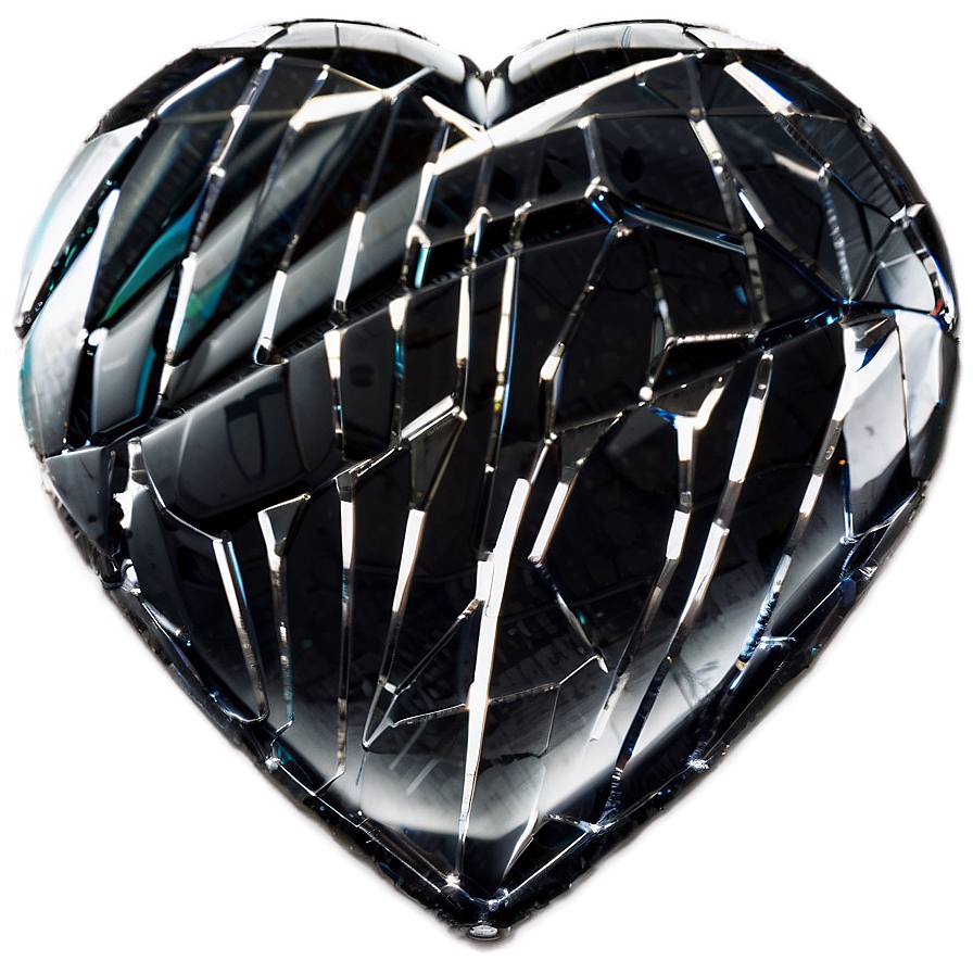 Shattered Black Heart Png 06252024 PNG image