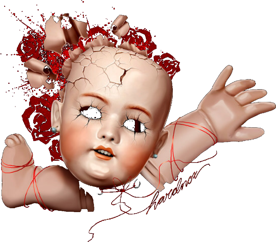 Shattered Doll Creepy Artwork PNG image