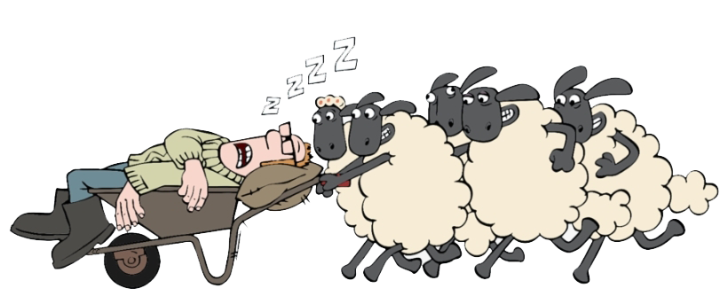 Shaunthe Sheep Farmer Asleepon Wheelbarrow PNG image