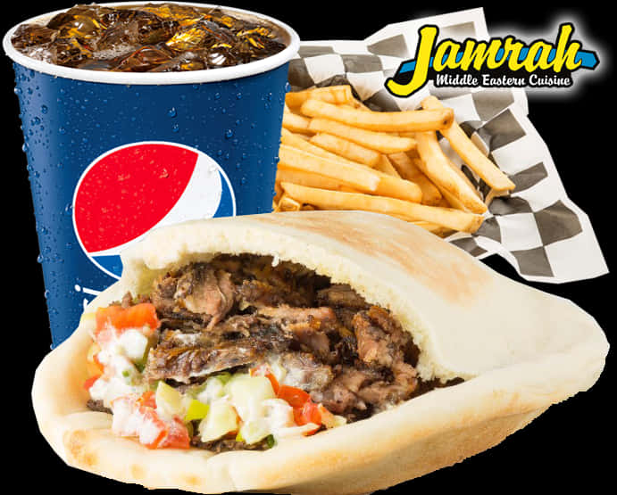 Shawarma Meal Combo Fries Drink PNG image