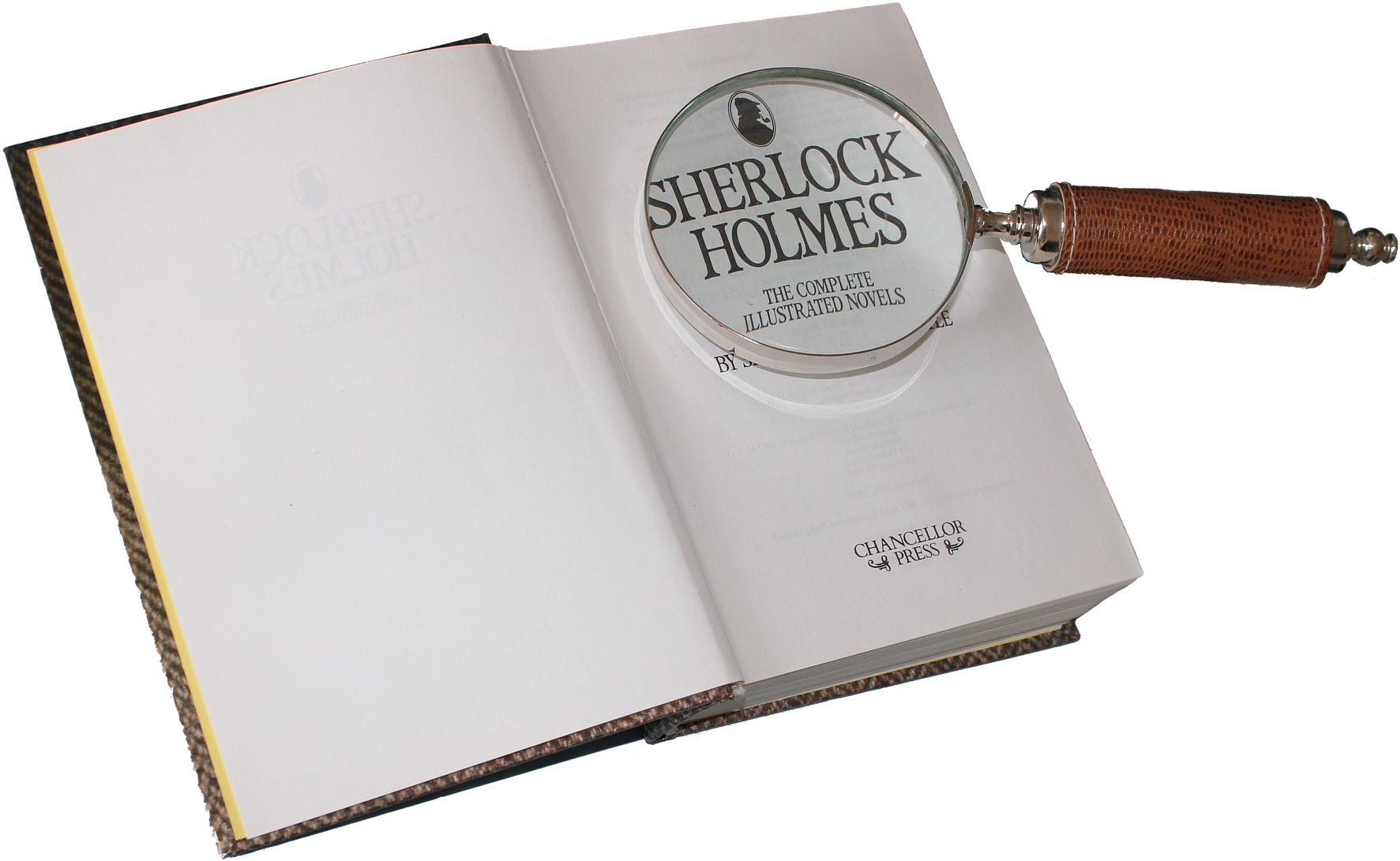 Sherlock Holmes Bookand Magnifying Glass PNG image
